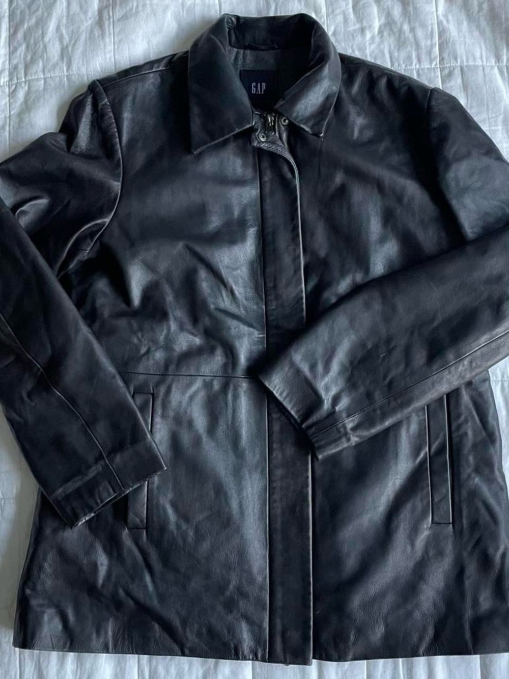 Gap Women's Black Leather Jacket - XL